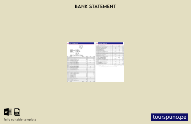 Plantilla de páginas de Word de extracto de cuenta del banco India City Union li
